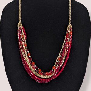 (2/$20) Style & Co 8-Strand Red Bead & Chain Necklace
